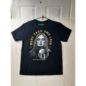 Humor DXM Chicano Clown Girl Magic 8 Ball Black Graphic T-Shirt Large